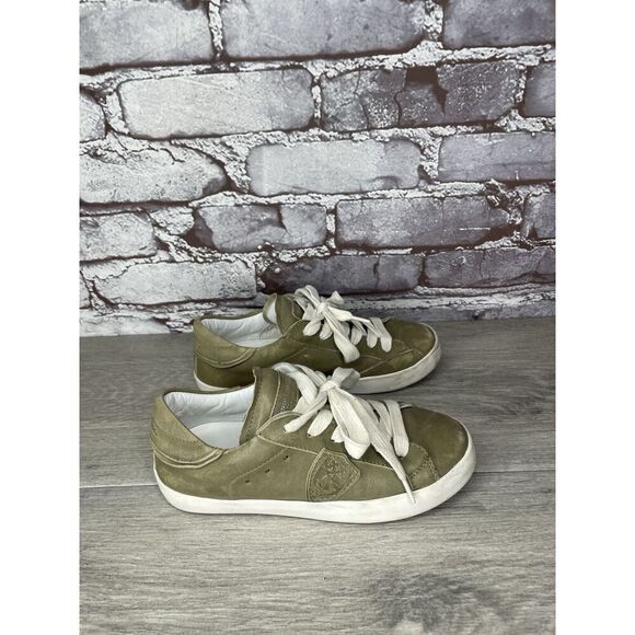 Philippe Model Paris Olive Green Leather Casual Sneakers Junior Sz 31EU/13.5M US - Picture 9 of 16